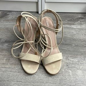 Aldo Lace Up Heels Cream 7